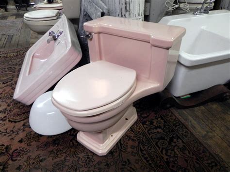 Vintage Crane Manor Pink One Piece Art Deco Lowboy Toilet Toledo