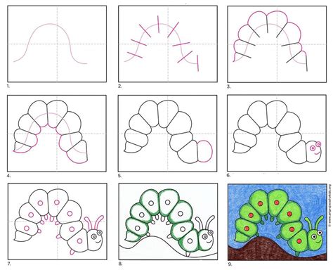 Easy How To Draw A Caterpillar Tutorial And Easy Caterpillar Coloring