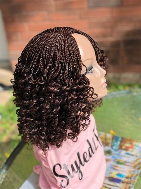 Braided Curly Wig Customize Your Wig Chose Your Color The Etsy