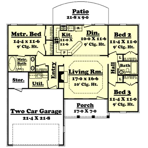 Ranch Style House Plan 3 Beds 2 Baths 1400 Sqft Plan 430 9