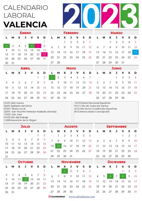 Calendario Laboral 2023 Valencia Con Festivos