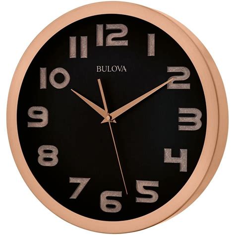 14 In H X 14 In W Round Wall Clock In Brushed Copper Black Large