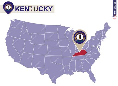 Estado De Kentucky En El Mapa De Estados Unidos Bandera Y Mapa De Kentucky Nuestros Estados