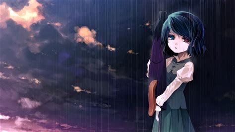 5075391 1920x1080 Anime Cloud Sky Girl Umbrella Sad Rain Heterochromia Wallpaper 