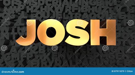 Josh Gold Text On Black Background 3d Rendered Royalty Free Stock