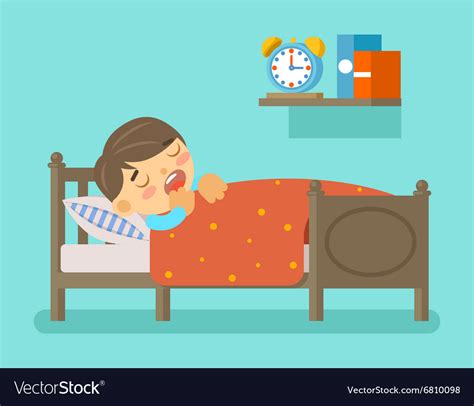 Boy Sleeping In The Bed Royalty Free Vector Image