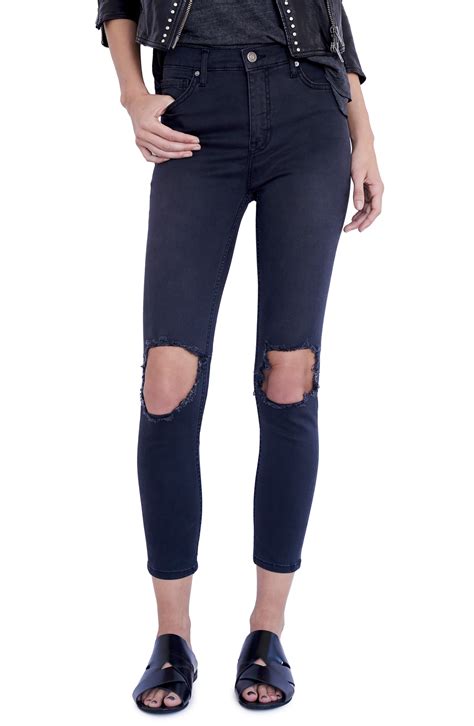 We The Free By Free People High Rise Busted Knee Skinny Jeans Dark Blue Nordstrom