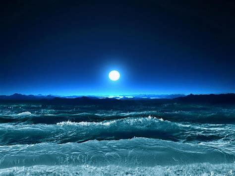 Wallpaper Storm Waves Sea Moon Night Art Hd Widescreen High