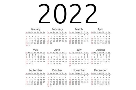 Vector Calendar 2022 Monday Creative Illustrator Templates