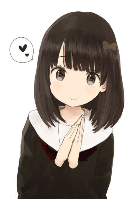 Short Black Hair Girl Anime Drawing 可愛いアニメガール アニメの毛