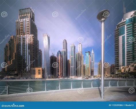 Day View Of Dubai Marina Bay With Cloudy Sky Uae Stock Photo Image