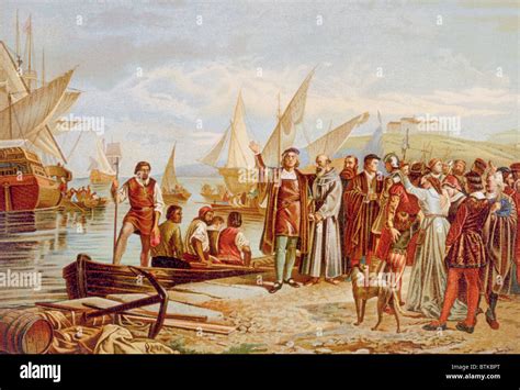 Christopher Columbus Embarkation From The Port Of Palos Spain On