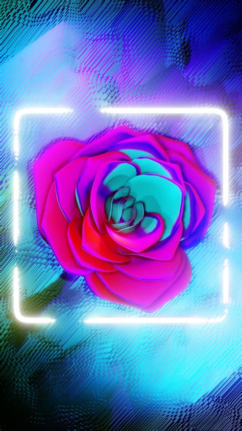 Iphone Neon Rose Wallpaper Uk