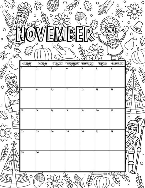 This december calendar printable is perfect to insert into a planner. November 2020 Coloring Calendar | Kalender