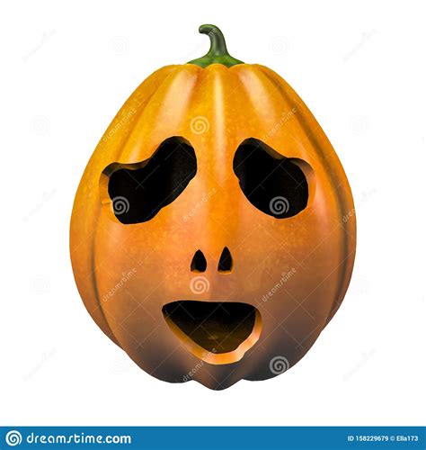 Scary Ghost Halloween Pumpkin Face Emotion 3d Illustration Stock