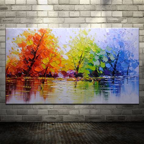 Large Handpainted Color Tree Abstract Landscape Oil