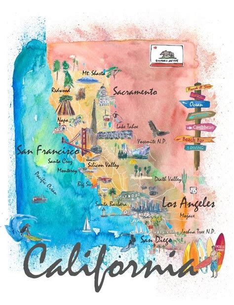 Enjoy Our Usa California State Fine Art Print Retro Vintage Map With