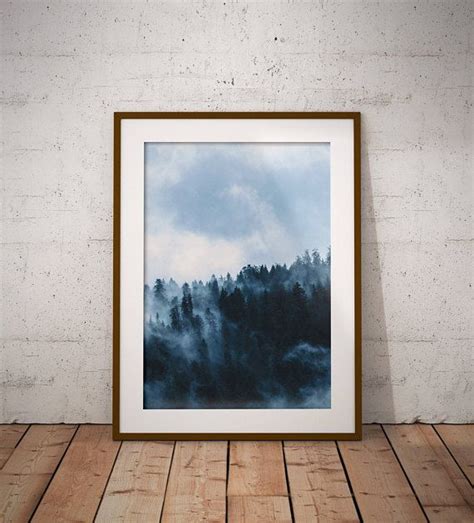 Misty Forest Art Print Foggy Forest Print Forest Wall Foggy Forest