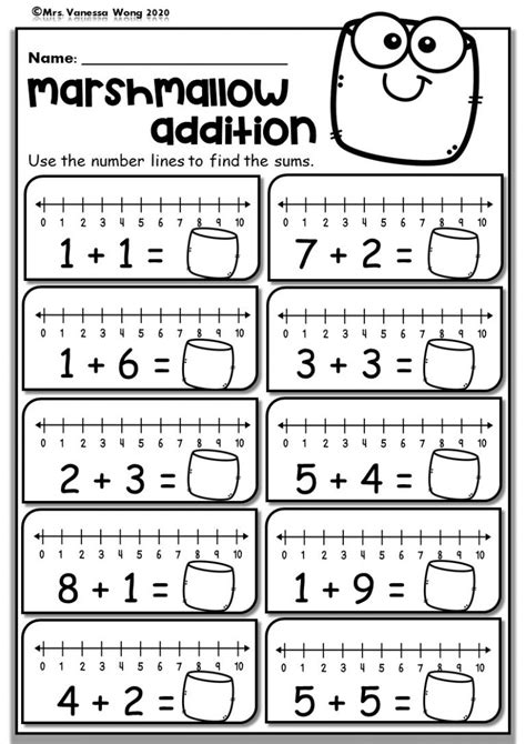 Kindergarten Math Worksheets Number Line Addition Mrs Vanessa Wong