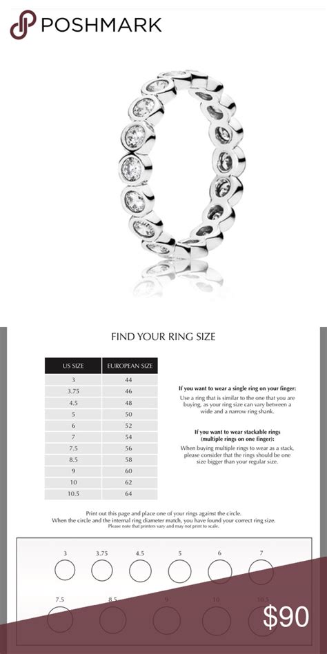 Pandora Ring Size Chart Printable