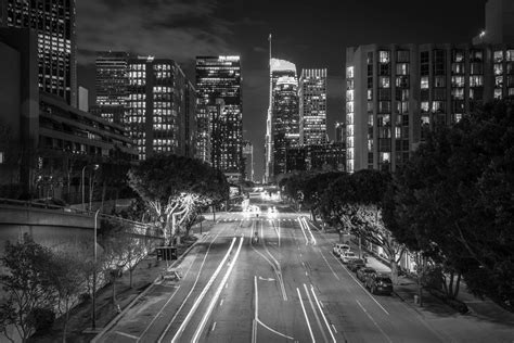 Download Downtown Los Angeles In Black And White Wallpaper