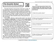 Science can lead to technological advances, as well as helping us learn. The Scientific Method | 3rd Grade Reading Comprehension Worksheet | Reading comprehension ...