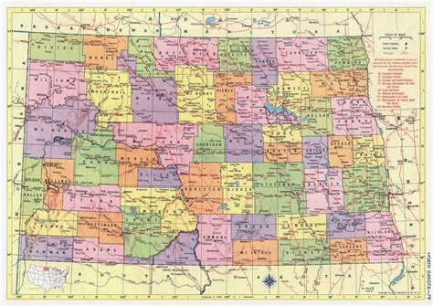 North Dakota Map Instant Download 1958 Printable Map Etsy