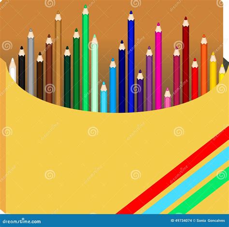 Colored Pencils In Box Stock Vector Illustration Of Abstract 49734074