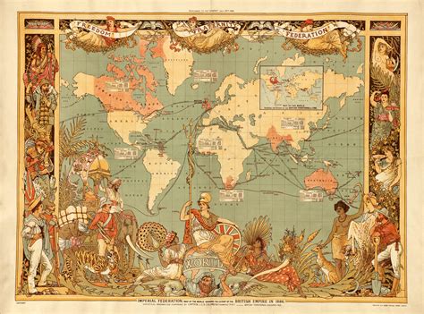 British Imperial Federation Map Of The World 1886 Antique Map Images