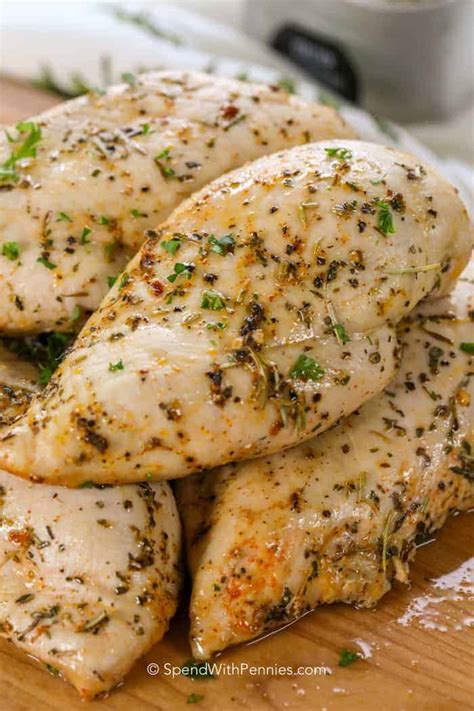 Flip them over to ensure even take the chicken out of the oven and insert a thermometer into its thickest part. Oven Baked Chicken Breasts {Ready in 30 Mins!} - Spend ...