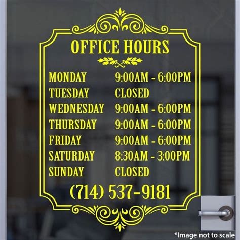 Business Hours Sign Template Inspirational Custom Yellow