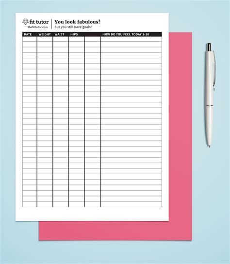 Free Printable Weight Tracker Chart