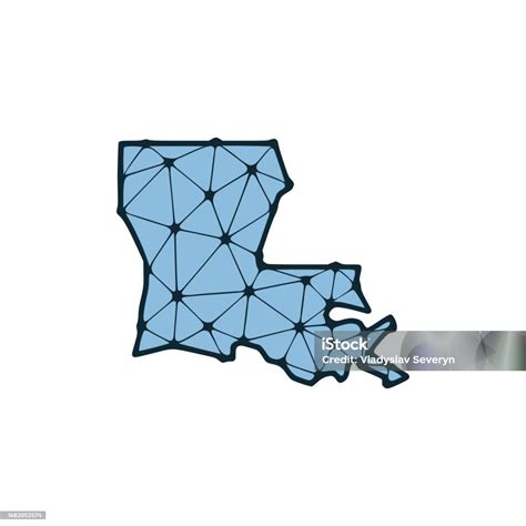 Louisiana State Map Polygonal Illustration Made Of Lines And Dots