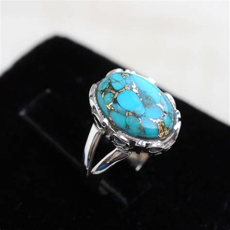Mohave Turquoise Ring Sterling Silver Jewelry Blue Copper Etsy