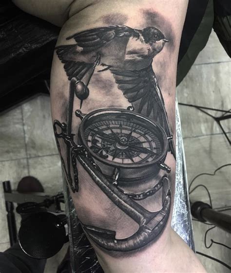 Bird Compass Anchor Tattoo By Luis Limited Availability At Redemption