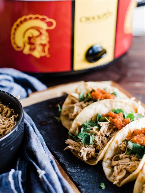 Spicy Crock Pot Slow Cooker Shredded Chicken Street Tacos Perfect For