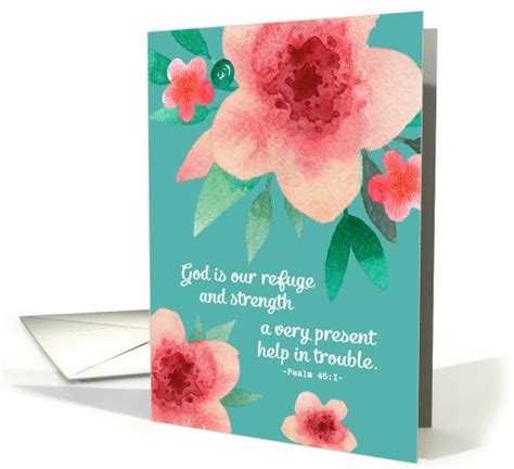 Christian Encouragement Card Psalm 461 Bright Flowers Card