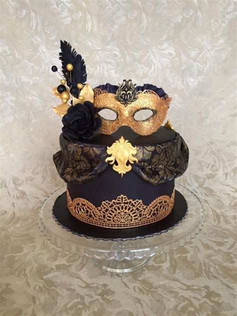 Blackand Gold Masquerade Cake Masquerade Cakes Burlesque Cake