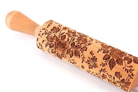 Roses Rolling Pin Embossed Cookies Clay Texture Roller Etsy
