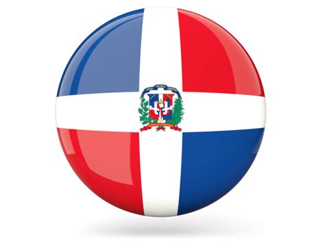 Glossy Round Icon Illustration Of Flag Of Dominican Republic