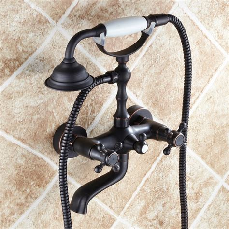 Luxury Chester Retro Antique Black Wall Mount Clawfoot Tub Filler With