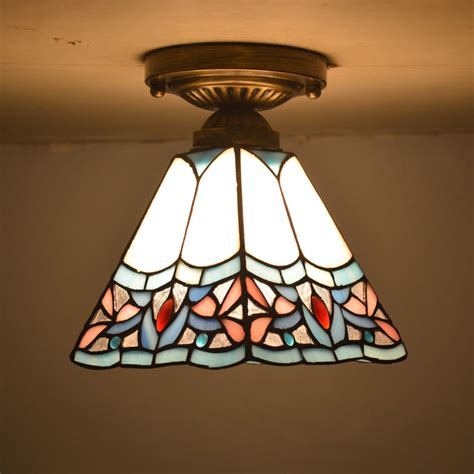 Tiffany Ceiling Light Stained Glass Shade Art Deco Style Bedroom Home
