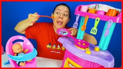 Pretend Play Making Meatball For My Toy Baby Funny Kids Videos Youtube