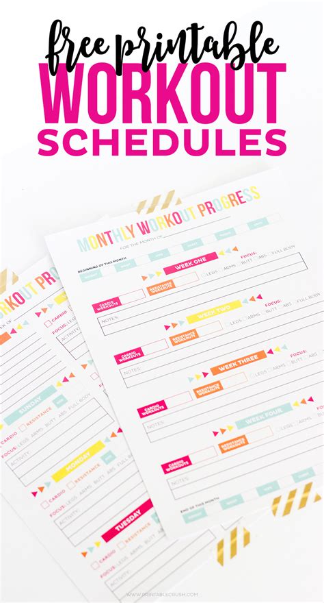 Workout Calendar Free Printable Scheduleprogress Sheets
