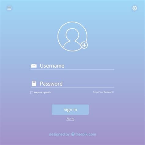 Smooth Blue Login Form Template Free Vector