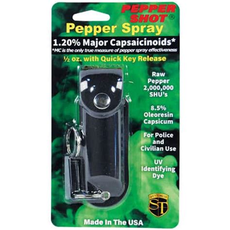Pepper Shot 12 Oz Pepper Spray Leatherette Holster Safety Protection