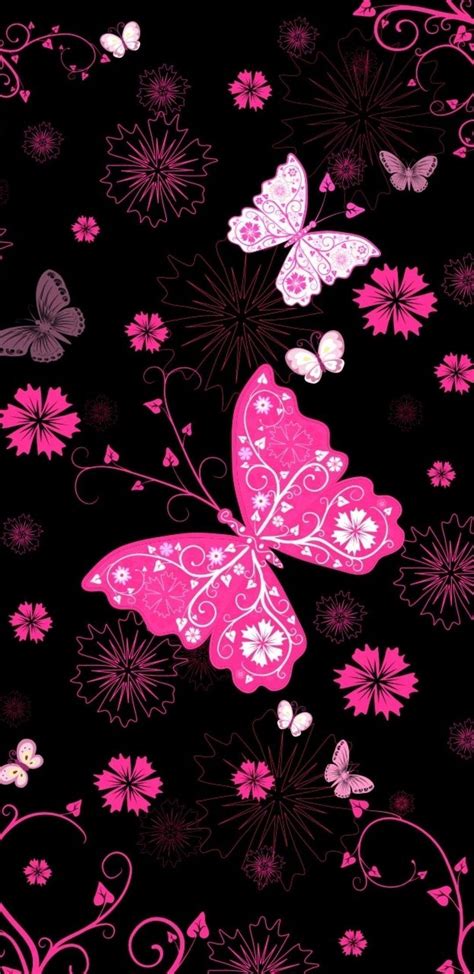 Crystal Pink Glitter Butterfly Wallpaper