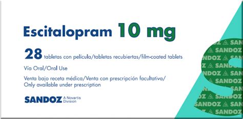 escitalopram sandoz 10 mg caja x 28 tabletas