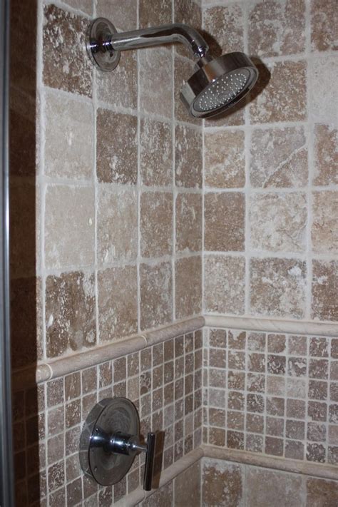 There are various design options for your walk in shower. Log Home Progress Master Bath shower stall (travertine ...
