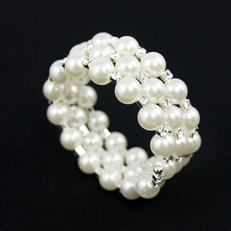 Ocesrio Luxury White Pearl Bracelets For Women Wedding Bracelets For